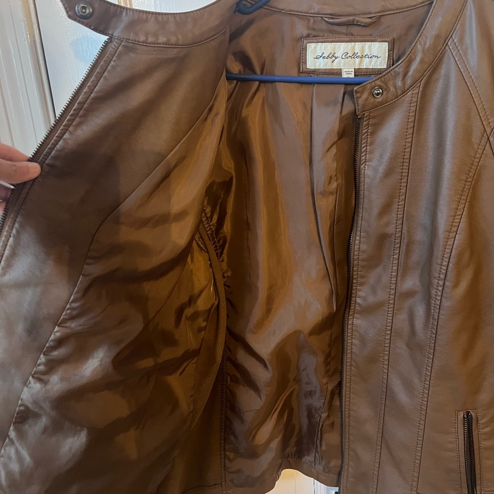 Brown Faux Leather jacket .